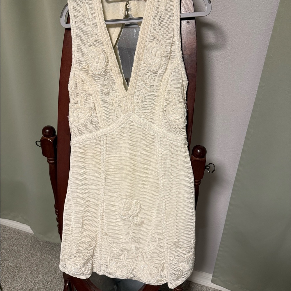 Anthropologie Cream Mini Dress